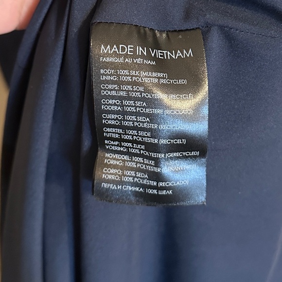 Club Monaco Leaf Patterned V-Neck Cap Sleeve Maxi Dress, Dark Blue/Black, 0 - Picture 8 of 10